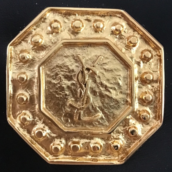 YSL Black Leather Handbag with YSL gold tone logo in the front - Picture 2 of 12